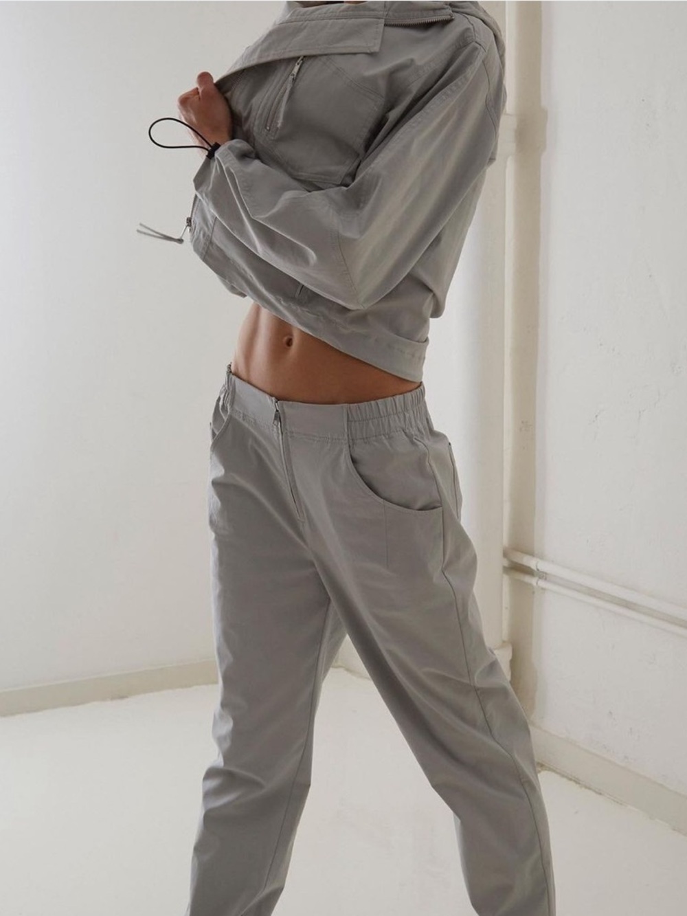 New Thakoon Hooded Zip-Up Jacket – Pale Gray  P0049